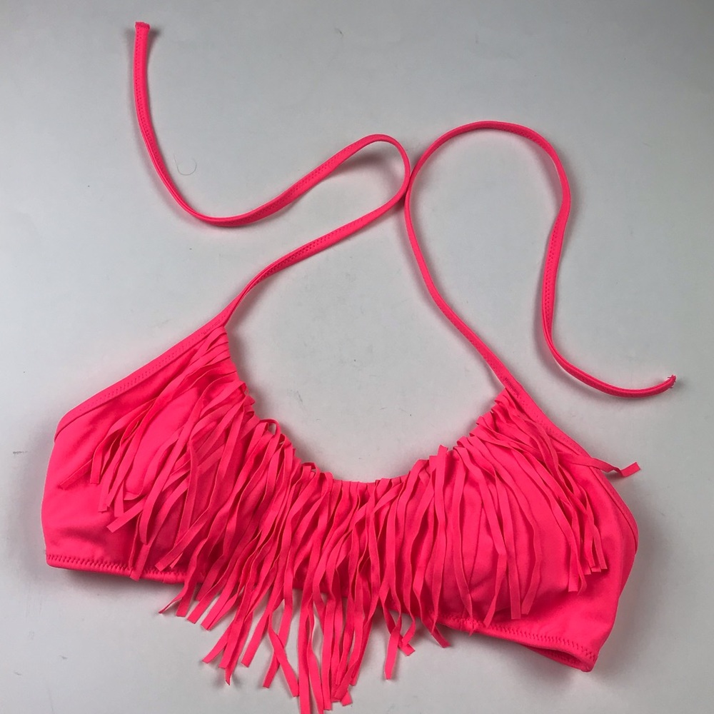 Victoria’s Secret Hot Pink Fringe Bikini Top Sz S